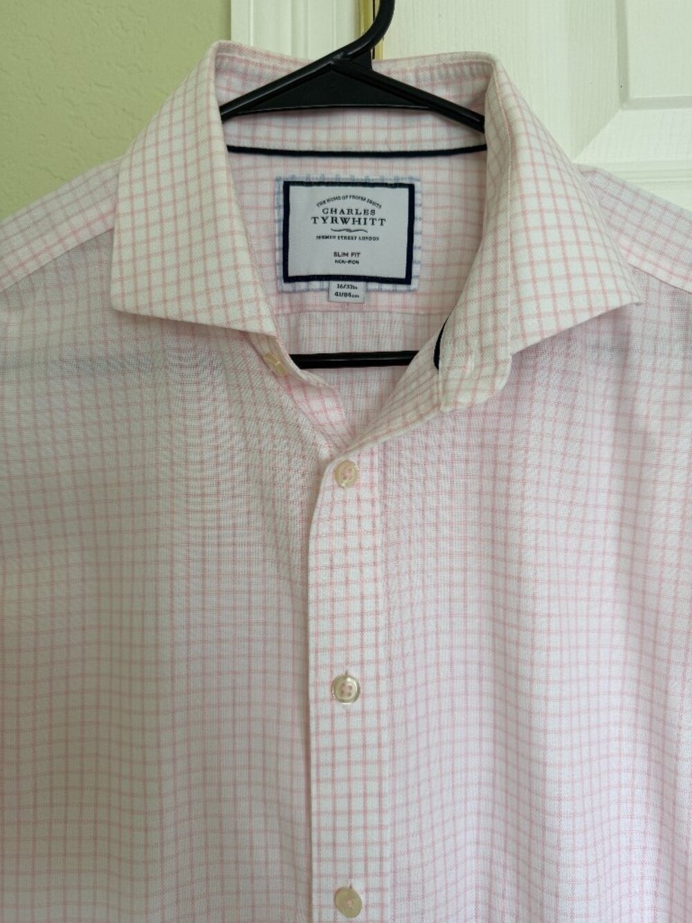 Charles Tyrwhitt Pink Check Dress Shirt | Slim Fit | 16/33 in | 41/84 cm